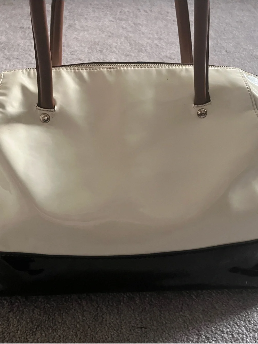 Kate Spade Patent Leather Satchel Bag in white and Black